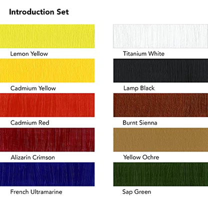 Daler Rowney Georgian 10-Tube Introductory Artist Oil Paint Set - Painting Set for Canvas Paper and More - Oil Painting Supplies for Artists and Students - Oil Paints for All Skill Sets - style: 10 Pack Intro