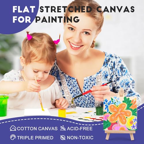 ESRICH Small Stretched Canvas for Painting 6x6 inch, 2/5''Profile Art Primed 16 Pack Canvases for Painting, Cotton Small Professional Blank Paint Canvas for Kids and Art Supplies, for Acrylics, Oils. - size: 6x6in-16 Packs