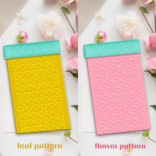 ACRNIGHEET 5 Pcs Polymer Clay Texture Roller, Embossing Rollers Pottery Stamp, Like Texture Sheets Work with Polymer Clay Cutters, Clays Jewelry Making Kit with Storage Box - color: Flower 1
