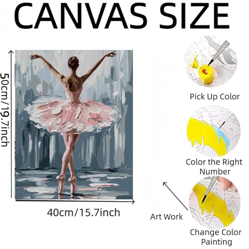 niurenmaoyi Ballet Dancer Paint by Numbers Kit for Adult Beginner,16X20in - color: Adults' Paint-By-Number Kits-0521-01