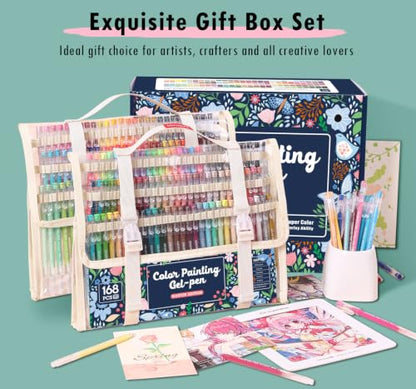 Acrylic Gel Pens for Coloring, 168 PCS Premium Gift Box Set - color: 168 Colors