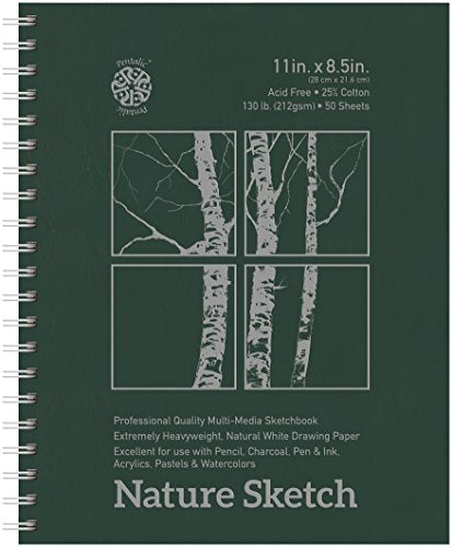 Pentalic Nature Sketch Pad, 11-Inch by 8-1/2-Inch - size: 8-1/2-inch x 11-inch, 50 Sheet Wire Bound Hard Cover Book