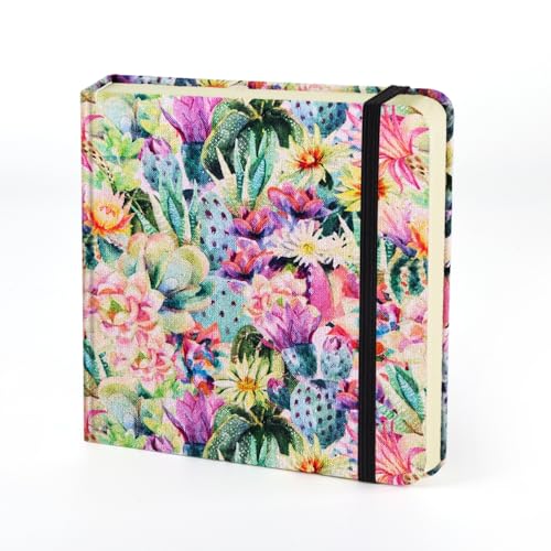 5x5" Sketchbook,Pocket Hardcover Notebooks,Sketch Books for Drawing Writing | 80gsm Blank Paper,96Sheet/192Pages,Cloth Cover,Portable Small Size for Sketching,Diary Memo Planner.Cactus Flower - color: Cloth-Cactus Flower