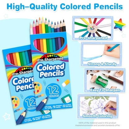 Jyusmile 432 Count Colored Pencils, Bulk 36 Boxes with 36 Sharpeners