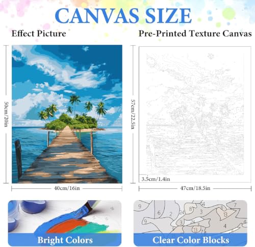 ZRIZQ Landscape Paint by Numbers Kit for Adults Beginner,Scenery,16x20 | Full set with rich paints,wooden brushes,rolled canvas.Calming activity.Beginner friendly.Just open and paint. - color: 16"X20"Rolled Canvas-Landscape 13