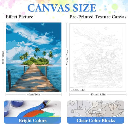 ZRIZQ Landscape Paint by Numbers Kit for Adults Beginner,Scenery,16x20 | Full set with rich paints,wooden brushes,rolled canvas.Calming activity.Beginner friendly.Just open and paint. - color: 16"X20"Rolled Canvas-Landscape 13