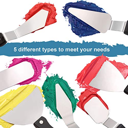 7 Pieces Large Painting Knives Stainless Steel Spatula Palette Knife Painting Mixing Scrapers Oil Painting Accessories Pallet Knife Set for Color Mixing Acrylic Mixing Supplies