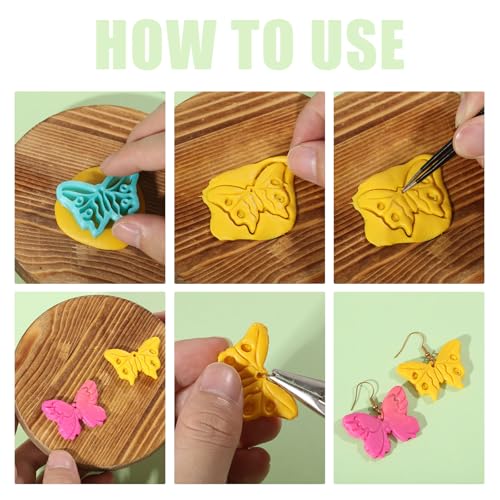 ORIGACH 14 Pcs Butterfly Clay Cutters Set | Spring Butterfly Fairy Polymer Clay Cutters Set for Earring Making Jewelry Making - style: Butterfly