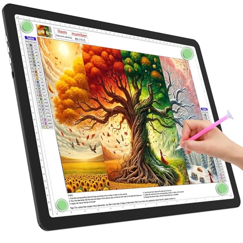 TOHETO A3 Light Board for Diamond Painting, Super Bright Magnetic Light Pad with Side Buttons, Lightbox for Tracing and Drawing, Corded Light Table for Sketching, Animation, Weeding Vinyl (Black) - color: Black, size: A3 without Bag