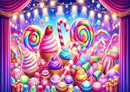 10x8FT Candyland Backdrop Sweet Candy Fest Ice Cream Lollipop Candy Cane Background for Kids Baby Shower Birthday Decorations Girls Sweet Candy Party Vinyl - size: 10x8FT