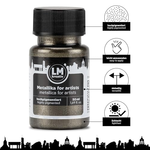 Metallic Acrylic Paint 1.69 fl oz - Anthracite - Premium Metallic Paint for Artists and Crafters. High Coverage, Lightfast & Durable. Ideal for Canvas, Wood, Ceramic & More - color: Anthracite