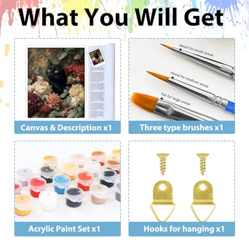 Cat Paint by Numbers Kit for Adults, Adult Paint by Number Kits 16x20 in - color: Cat