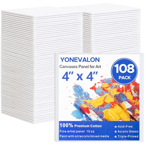 Mini Canvas for Painting 4x4 inch, 108 Pack Bulk Small Painting Canvases - size: 4"x4" - 108pcs
