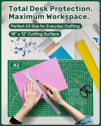Self Healing Cutting Mat, 11" x 17", Double-Sided Rotary Cutting Mat for Sewing, Quilting, Scrapbooking & Craft, Craft Cutting Board for Hobby Use(A3) - size: 17"L x 11"W