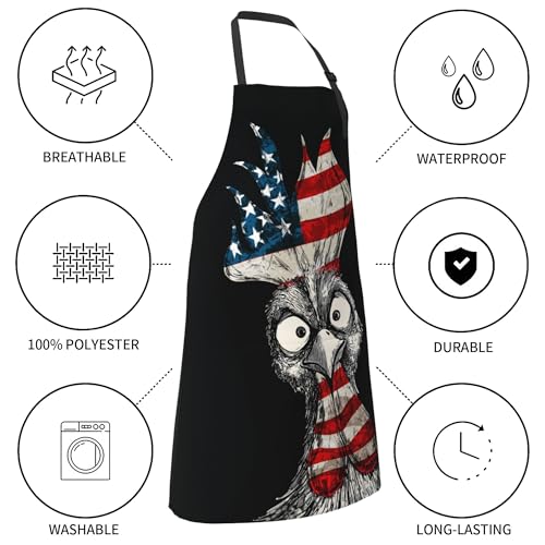 Funny Apron Polyester Grooming Aprons with Pocket for Cooking Kitchen Grilling Adults - color: Black Fun Chicken