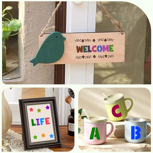 80Pcs Letter Stencils Reusable Alphabet and Number Stencil,2Inch&3Inch | Small Stencil Letters for Crafts,Letter Drawing Stencils,on Wall,DIY Art Project,Rock,Fabric,Chalkboard - size: 2Inch&3Inch