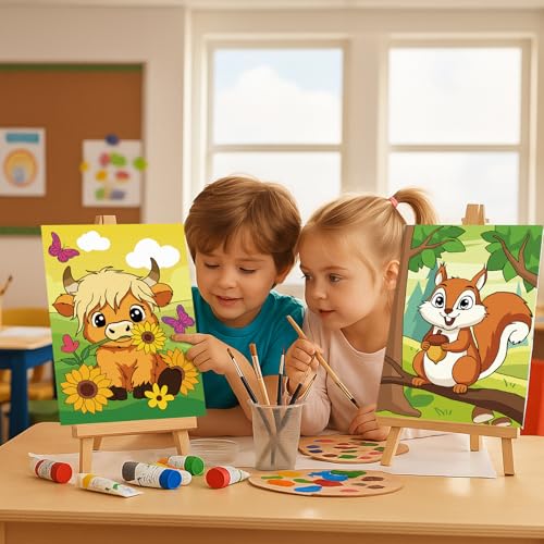 Louise Maelys 5x7Inch Pre Drawn Canvas for Painting for Kids, 12Pack - color: ANIMAL