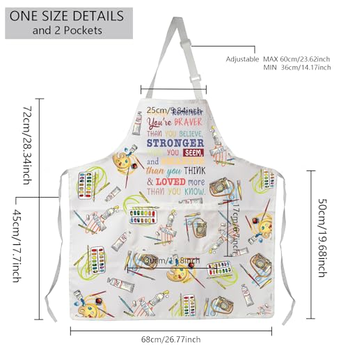 MBMSO Painting Artist Apron with Pockets Artist Painter Gifts Art Lover Gift for Art Teacher Student Painter Apron Waterproof - color: Braver Art Apron