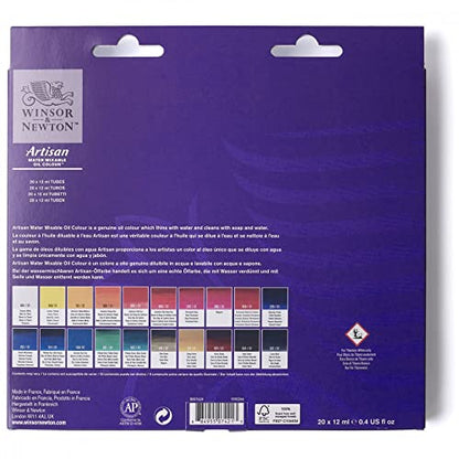 Winsor & Newton Artisan Water Mixable Oil Paint Set, 20 x 10ml Tubes | Clean with water; no solvents needed. Color depth, lightfastness, opacity/transparency are the same as traditional oils. - style: Tube Set 20 x 0.4-oz