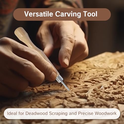 NIIIYTYB V-Tool Wood Carving Chisel 0.06 Inch (1.5mm) Triangular Blade, Alloy Steel Edge, Rubber Handle, Ideal for Linocut, Woodworking, Precision Carving