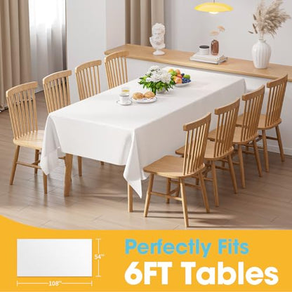 Niuara White Plastic Table Cloth Disposable, 8 Pack, 54 x 108 in | Rectangle, 6 ft Tables, Party Holiday Gathering - color: White, size: 54" x 108" - 8 Packs