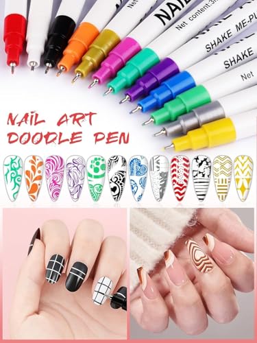 12 Color 3D Nail Art Pens Set Kalolary 0.5MM Nail Art Markers - color: F
