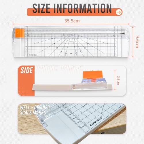 Rayson Paper Cutter Trimmer, A4 Size, 12" Craft Cutter, White - color: White