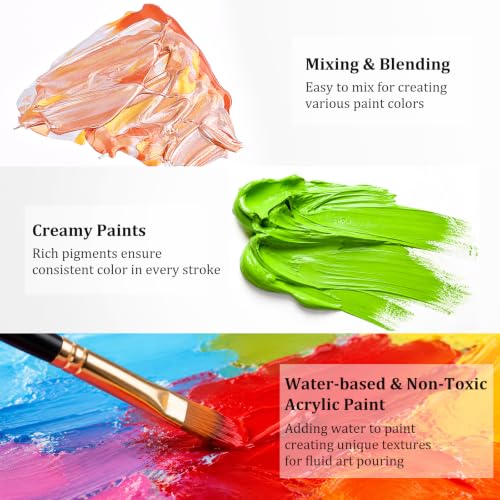 Caliart 52 Colors Acrylic Paint Set with Painting Brushes - color: Regular, size: 2 Fl Oz (Pack of 52)