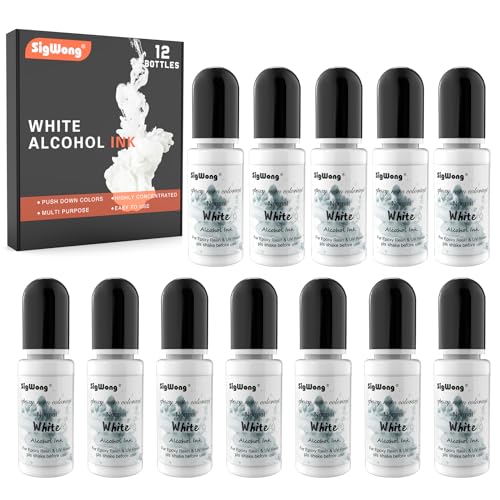 White Alcohol Ink Set - 12 Bottles White Colors Alcohol-Based Ink, Alcohol Paint Dye for Epoxy Resin Painting, Resin Petri Dish, Yupo Creations, Coaster, Painting, Tumbler - 120ml/4fl.oz
