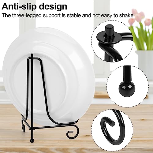 4 Pack Plate Stands For Display,Plate Holder 6 '',Picture Frame Stand of Metal,Frame and Artworks,Small Easel for Book,Tabletop Art,Picture,Photo Platter,black (21ZSJ0001)