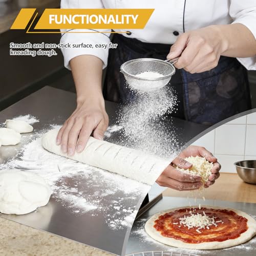 Extra Large 304 Stainless Steel Cutting Board with Lip, Metal Pastry Kneading Mat for Baking,Chopping Board for Kitchen, Countertop Protector for Meat, Veggies,Fruits Non Toxic (19.6"×23.6"(50×60cm)) - size: 23.6"L x 19.6"W