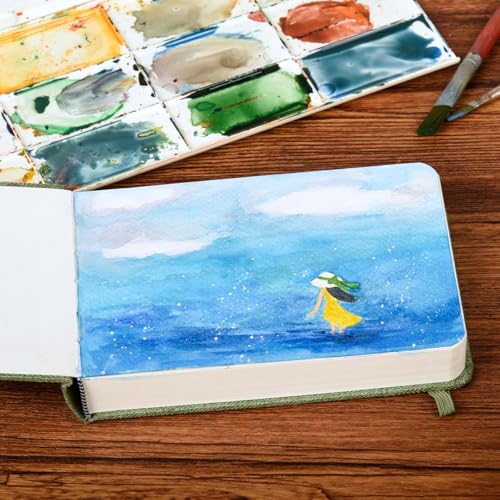 SEMLEART Watercolor Journal Sketchbook,4 * 6",140lb/300GSM Cotton Paper - size: 4×6in