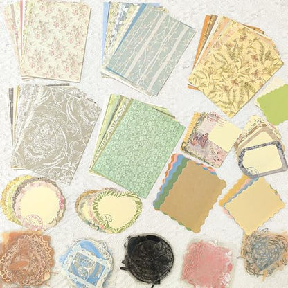 250Pcs Vintage Journal Supplies Kit,Scrapbook Papers Stickers
