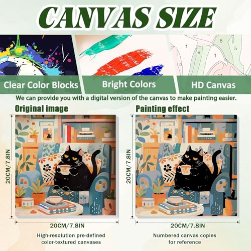ICYANART Paint by Numbers for Adults Framed, Cat Number Painting 8x12In | Cat Paint by Number for Adults Beginners, Acrylic Funny Painting by Numbers, Cat Paint by Numbers - color: Lazy Cat-7.8x7.8in