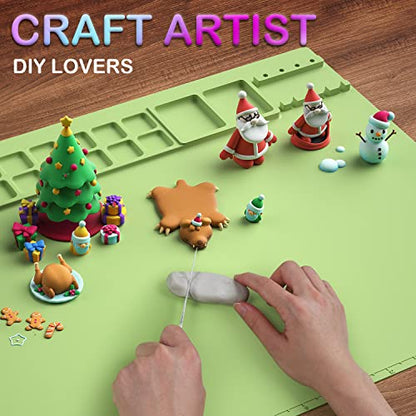 Creator Silicone Painting Mat, 20"x16" with Cup, Nonstick Sheet for Resin Jewelry Casting, Art, DIY, Drawing, Clay and Play Doh - color: Green