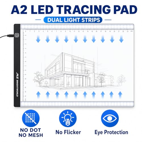 A2 Premium LED Light Board for Diamond Art Painting & Tracing, USB-Powered with 3 Brightness Levels, Upgrade Eye-Protection Design for Vinyl Weeding, Sketching with Clips - No Mesh No Dot - size: A2 (Premium)