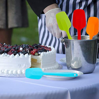 Food Grade Silicone Spatula Set Heat Resistant Small Rubber Spatulas,4 piece Silicone Spoonula Spatula Non-stick Baking Curved Spatulas Multicolor Dinnerware (21.7cm/8.56inch) - size: small