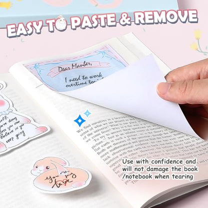 Hommie Cute Sticky Notes Set, Sticky Notes Set Planner Dividers, Easter Bunny Self-Stick Memo Pads with Animal Divider Tabs, Bundle Writing Designs for Office, School, Easter Party Supplies - color: Rabbit(blue Background)