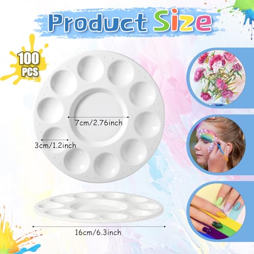 100 Pcs Plastic Round Paint Tray Palettes