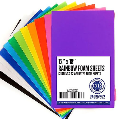 Horizon Group USA Rainbow Foam Sheets, 12" X 18", Pack of 12, Multi-Color - style: Rainbow Foam Sheets
