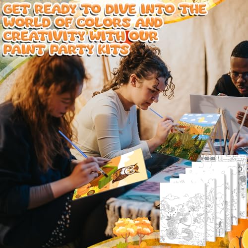 Sherr 20 Pcs Autumn Pre Drawn Canvas for Painting for Adults | Thanksgiving Outline Pre Drawn Canvas to Paint Fall Party Set, 8 x 10'' - style: Autumn
