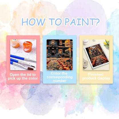 Landscape Paint by Number for Adults, Halloween Paint by Numbers for Adults - color: MT13258