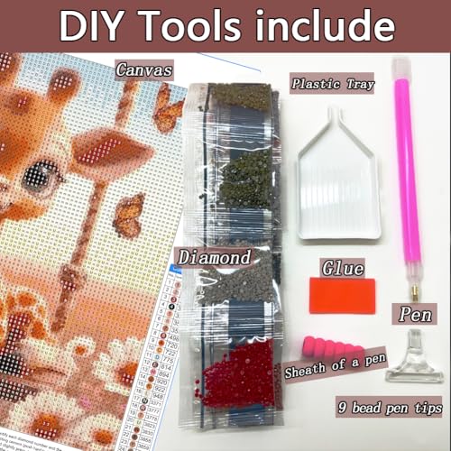 AMORARS 5D Diamond Painting Kit for Adults, Giraffe Swing Diamond Art Beginners - DIY Full Diamond Dot Animal Gem Art Paintings, Suitable Gifts, and Home Decoration Crafts, 12x12Inch