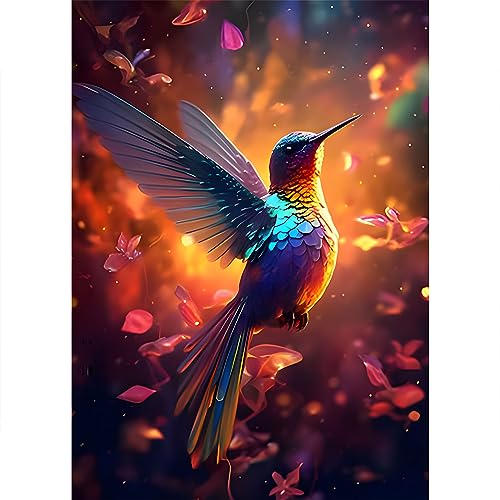 SENQAO Bird Diamond Painting Kits for Adults, Full Drill Hummingbird Diamond Art Round Landscape Diamond Dots Kits Gem Painting, Diamond Hummingbir Art Kits Picture for Home Wall Decor 30x40cm - color: hummingbird