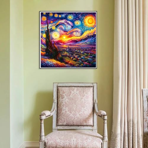 Lophomie Diamond Art Kits for Adults, 5D Starry Night Diamond Painting Kits - color: Diamond Art Van Gogh, size: 13.8x13.8in (35x35cm)