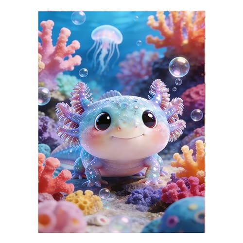 Diamond Art Kits for Adults Gem Art 5D Diamond Painting Kit Axolotl Birthday Personalized Gifts for Women Her Round Drill Diamond Painting Adult Craft Diamond Kits Home Room Wall Decoration 12x16inch - color: Axolotl