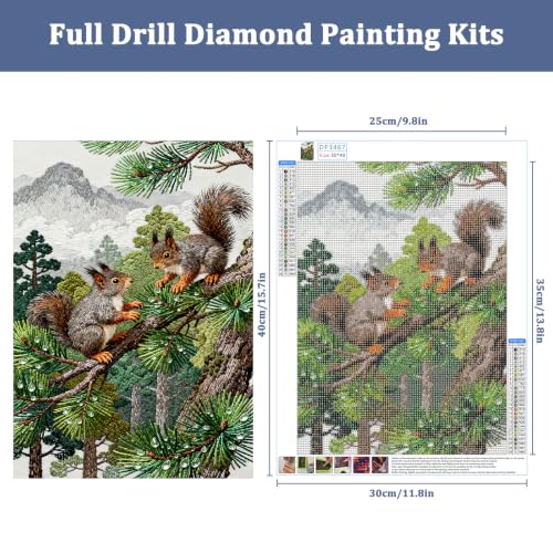 Auremi Squirrels Diamond Art Painting, 5D Animals Diamond Painting Kits, Full Drill Diamond Dots Paintings for Beginners, Crystal Art Painting Kits for Home 30x40 cm - color: Diamond Painting 008