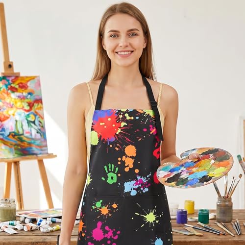 Painting Artist Apron with Pockets, Waterproof Painting Aprons for Adults, Adjustable Art Apron Bib Apron - color: Style 3