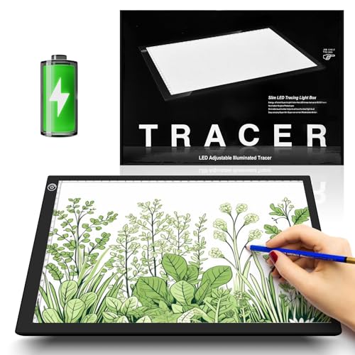 ME456 Rechargeable Drawing Board, Lithium Battery Powered 15" Light Table | Adjustable Brightness LED Tracing Light Box Ideal for Diamond Art, Weeding Vinyl, Viewing Slides, Stenciling - style: 15" Black (Rechargeable)