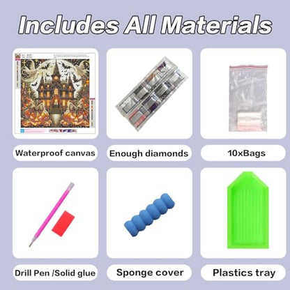 HHMATITS Halloween Diamond Art Kits for Adults 14X14IN - color: Halloween
